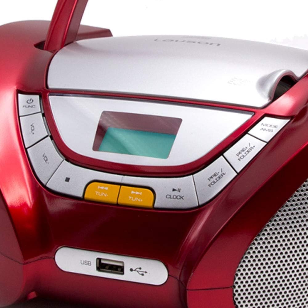 Reproductor CD Lauson CP442 Modern Combo CD/MP3 + Radio FM PLL Rojo
