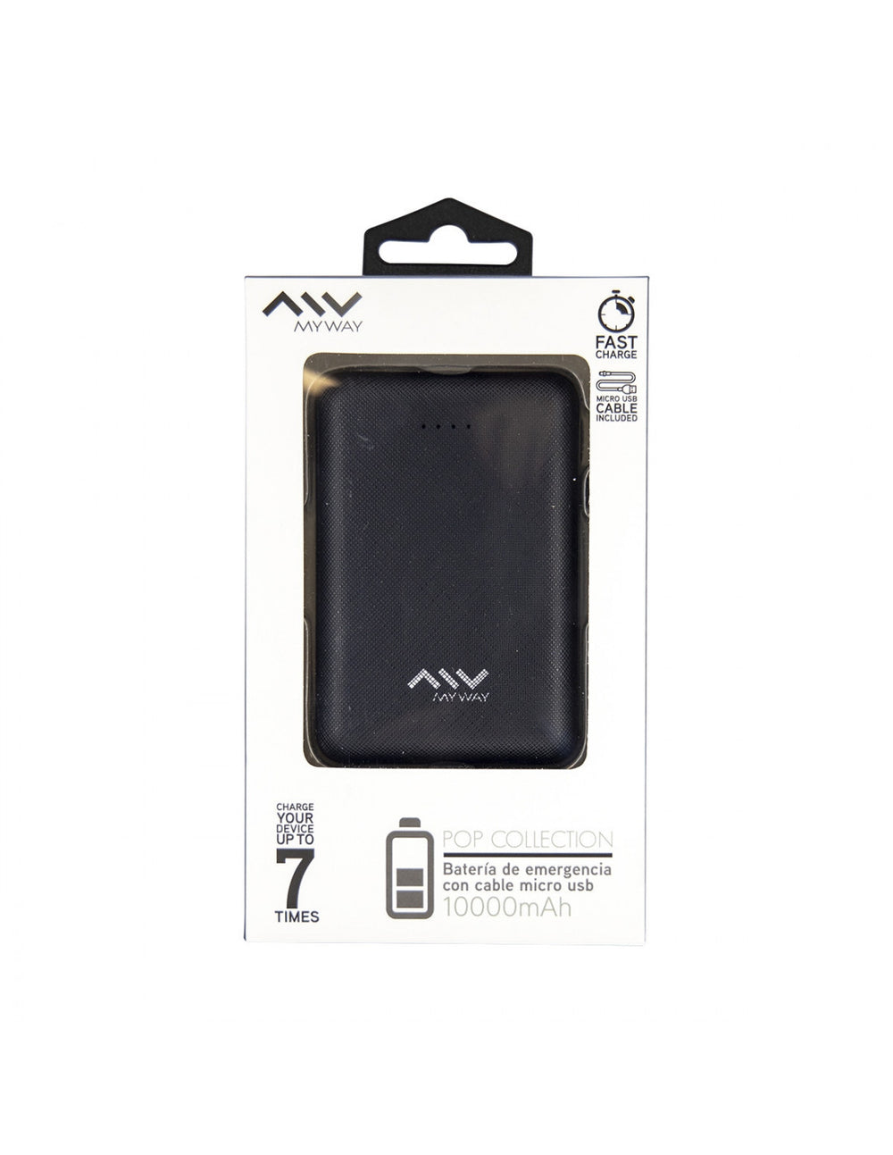 Power Bank Myway 10000mAh USB 2 puertos 1A + 2.1A cable USB-Micro USB (NUEVO)