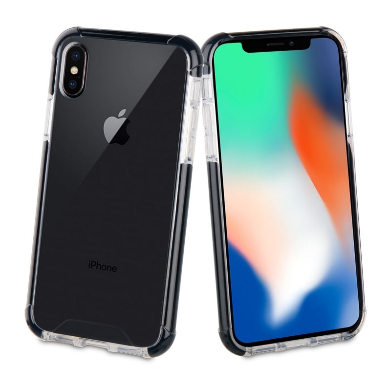Carcasa Muvit Tiger Hard Apple iPhone Xs/X shockproof 3m transp.+borde negro.