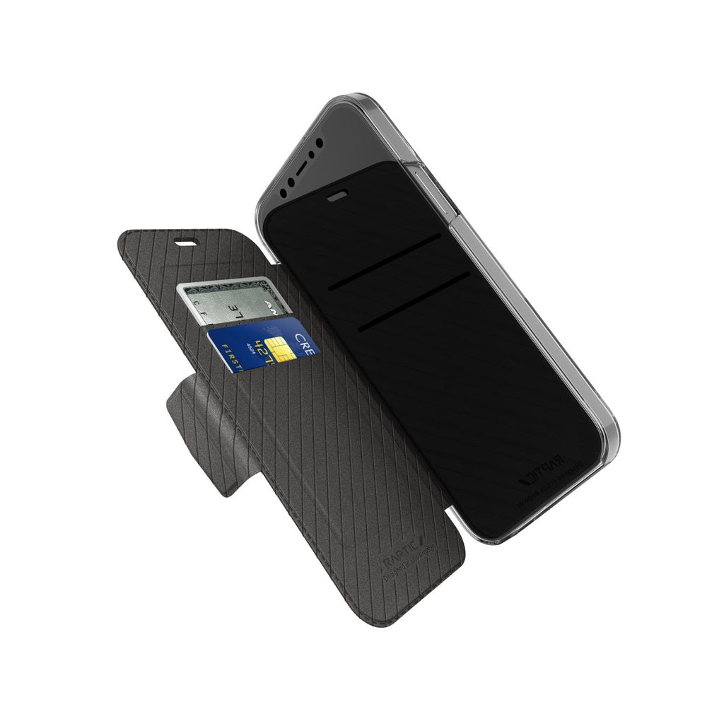 Funda Raptic Engage Folio para Apple iPhone 12 Mini negra.