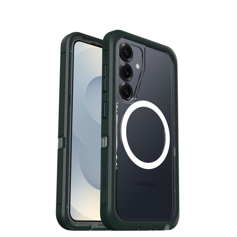 Funda Defender XT Cover plástico verde transparente con imanes para Galaxy S25