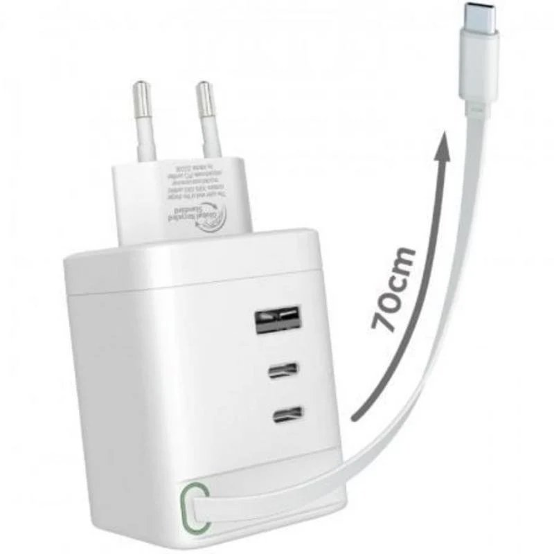 Cargador de pared Muvit For Change 100 W 3 USB-C 1 USB-A con cable retractil
