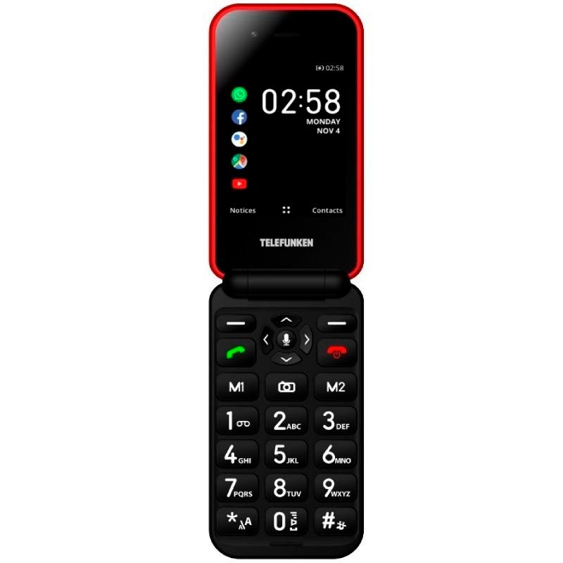 Teléfono Móvil Telefunken S760 Teléfono para Mayores Rojo