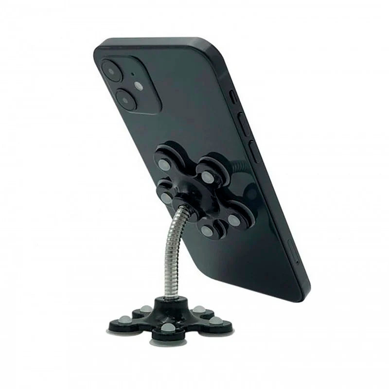 Soporte Universal Sobremesa Muvit Flexible con Ventosas Flor Negro
