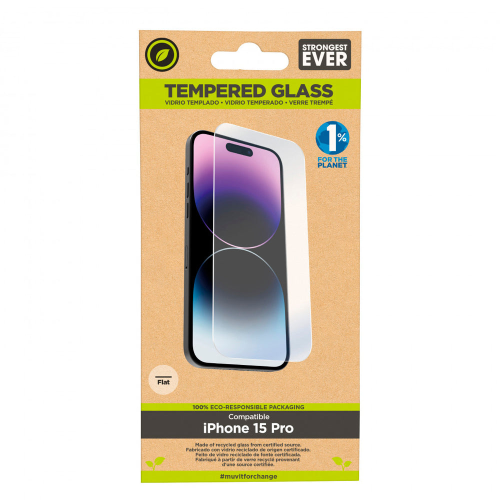 Protector de pantalla Muvit for change Apple iPhone 15 Pro vidrio templado plano