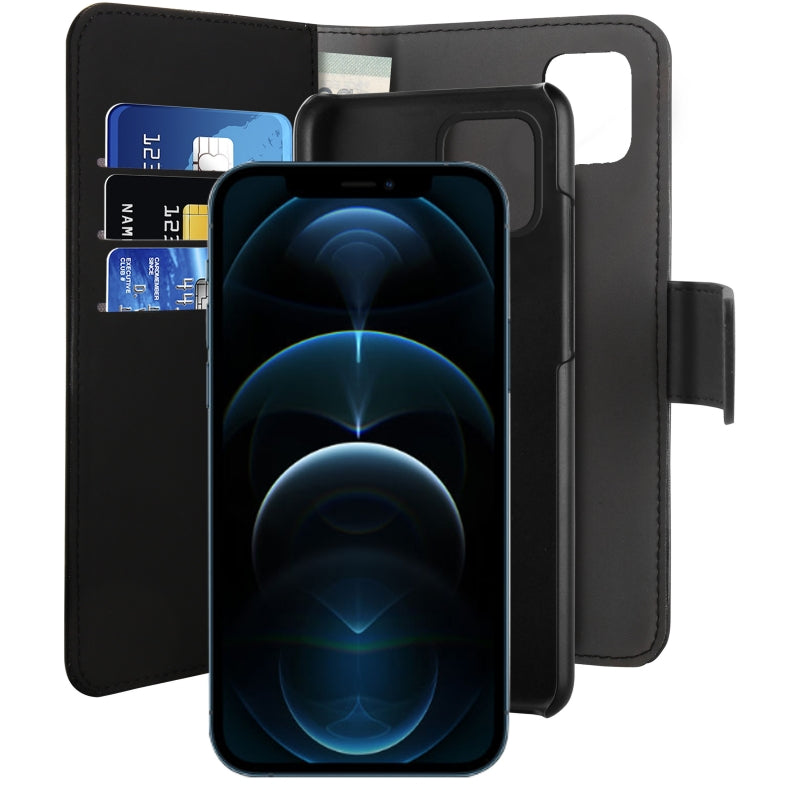 Funda Puro Piel Eco Apple iPhone 12 Pro Max + carcasa extraíble magnética negra
