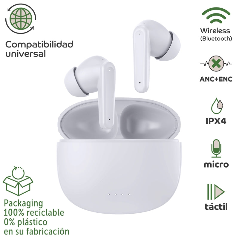 Auriculares estéreo Myway Bluetooth ANC+ENC blancos