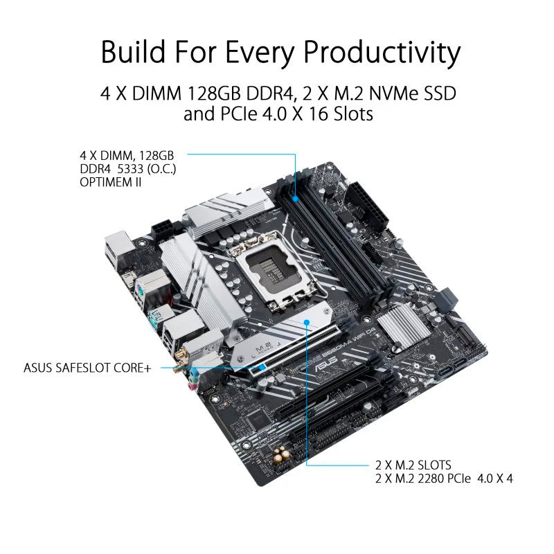 Placa Base Asus PRIME B660M-A WIFI D4 *Fallan 2 primeros bancos memoria, 3-4 OK*