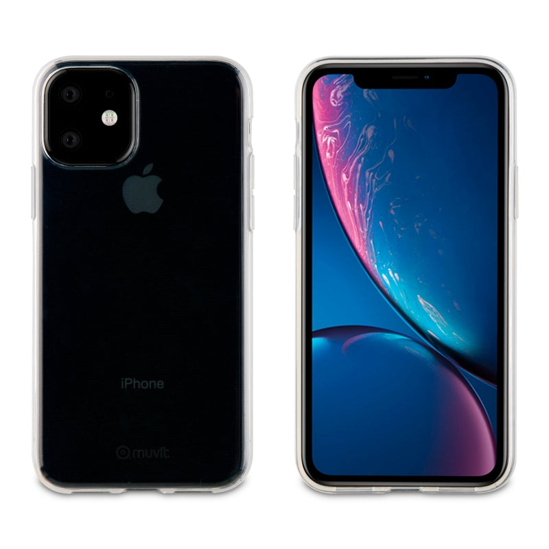 Pack Muvit Apple iPhone 11 funda Cristal Soft transparente+protector pantalla.