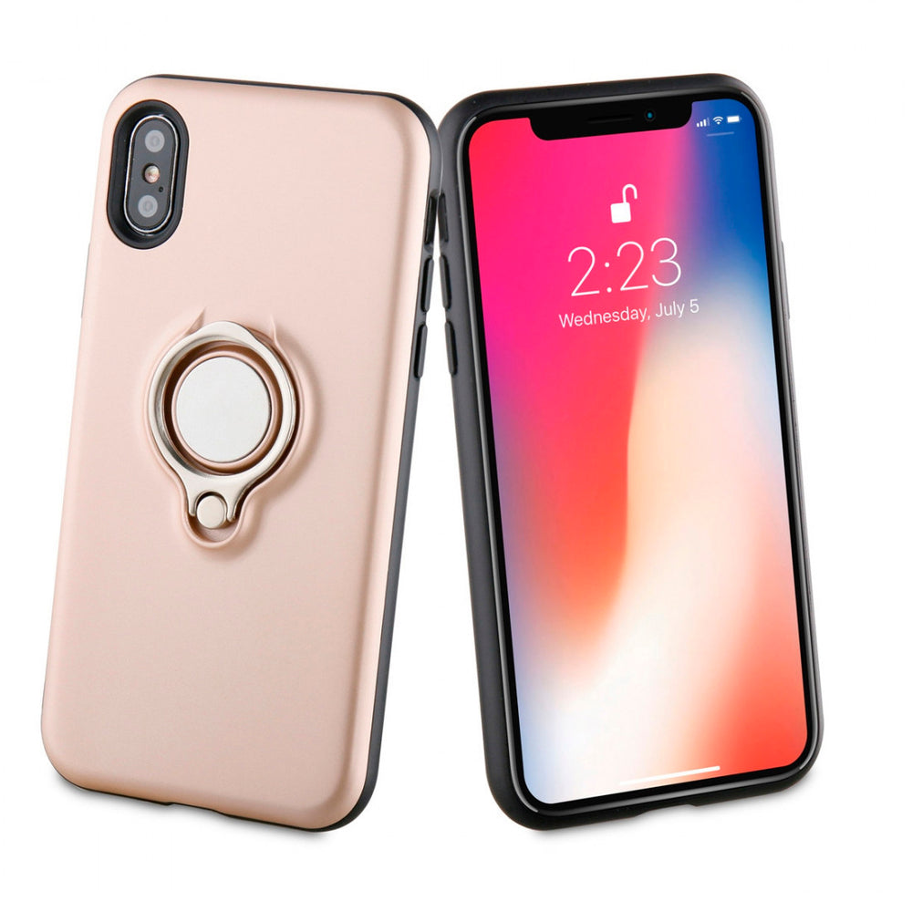 Funda Muvit ring magnetica para Apple iPhone Xs/X rosa oro