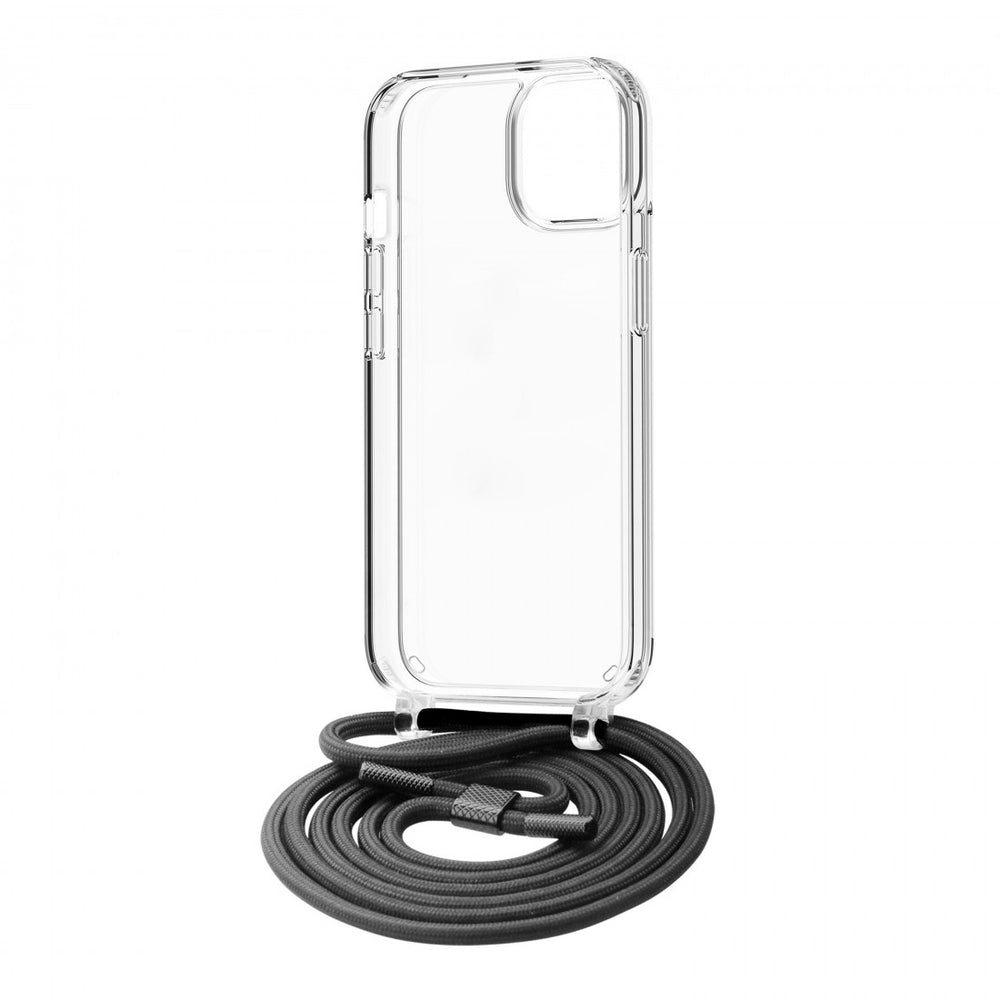 Funda Muvit recycletek para Apple iPhone 15 transparente con colgante negro