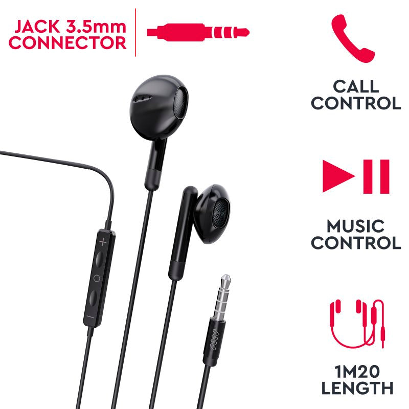 Auriculares Myway MWHPH0019 Estéreo Conexión 3.5mm con Micrófono Negro