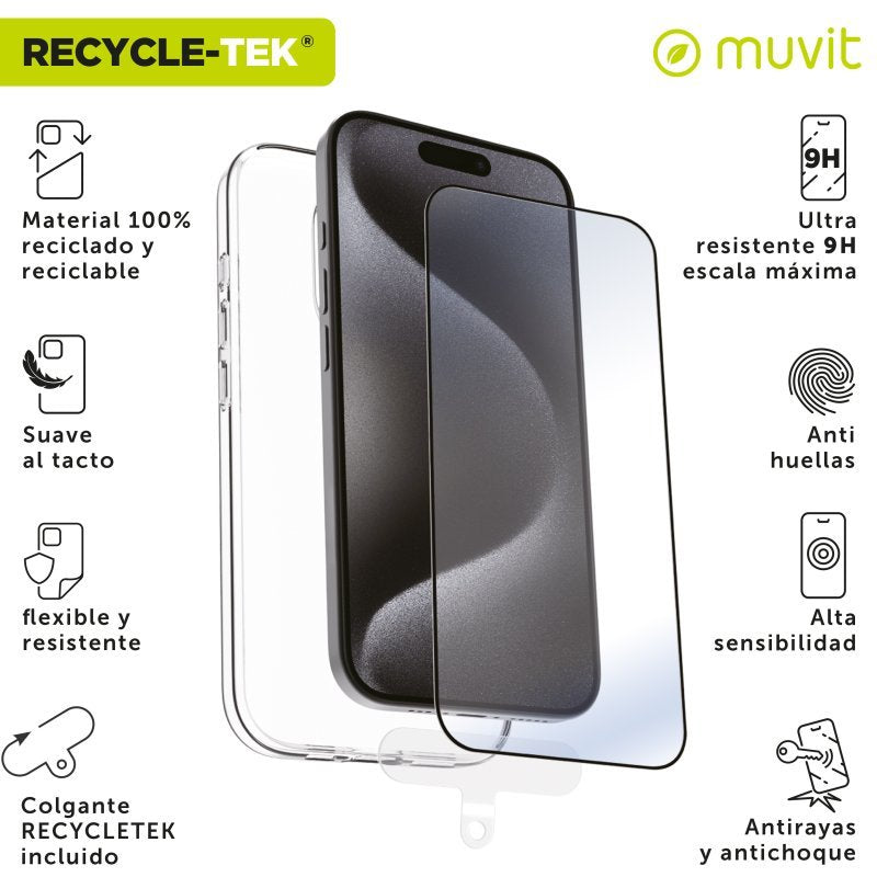 Funda Muvit for Change para Apple Iphone 16 Pro Protector Pantalla Vidrio