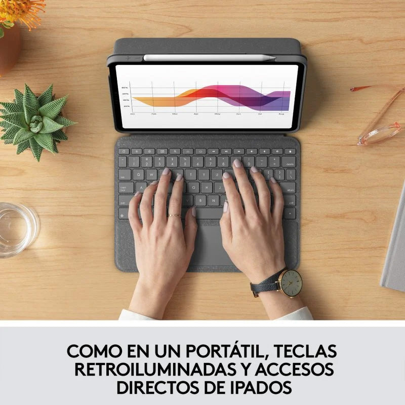 Logitech Folio Touch Funda con Teclado Oxford Grey para iPad Air 4/5 Gen. Usada