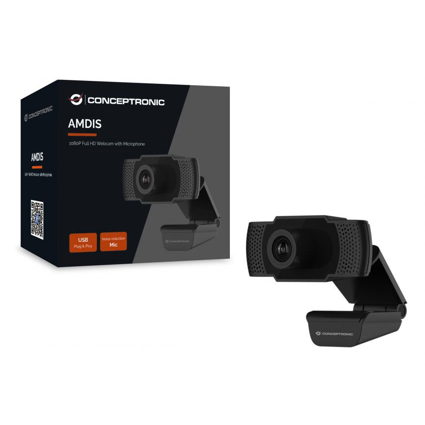 Webcam Conceptronic AMDIS01B USB 30FPS 90º con micrófono integrado