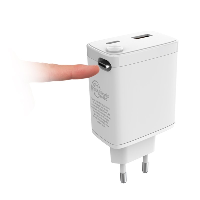 Cargador de Pared Muvit for Change Retráctil Tipo C PD 30W blanco Usado