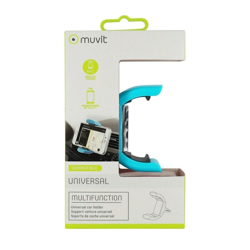 Soporte de Coche Muvit universal salida de aire rotativo 360. Hasta 5,7» azul