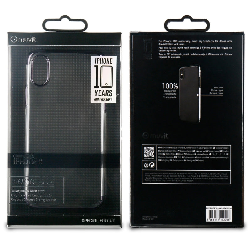 Carcasa Muvit Cristal Apple iPhone Xs/X bordes electoplating negra.