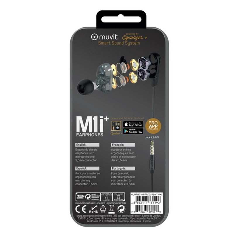 Auriculares Muvit M1i+ 3,5 mm negro