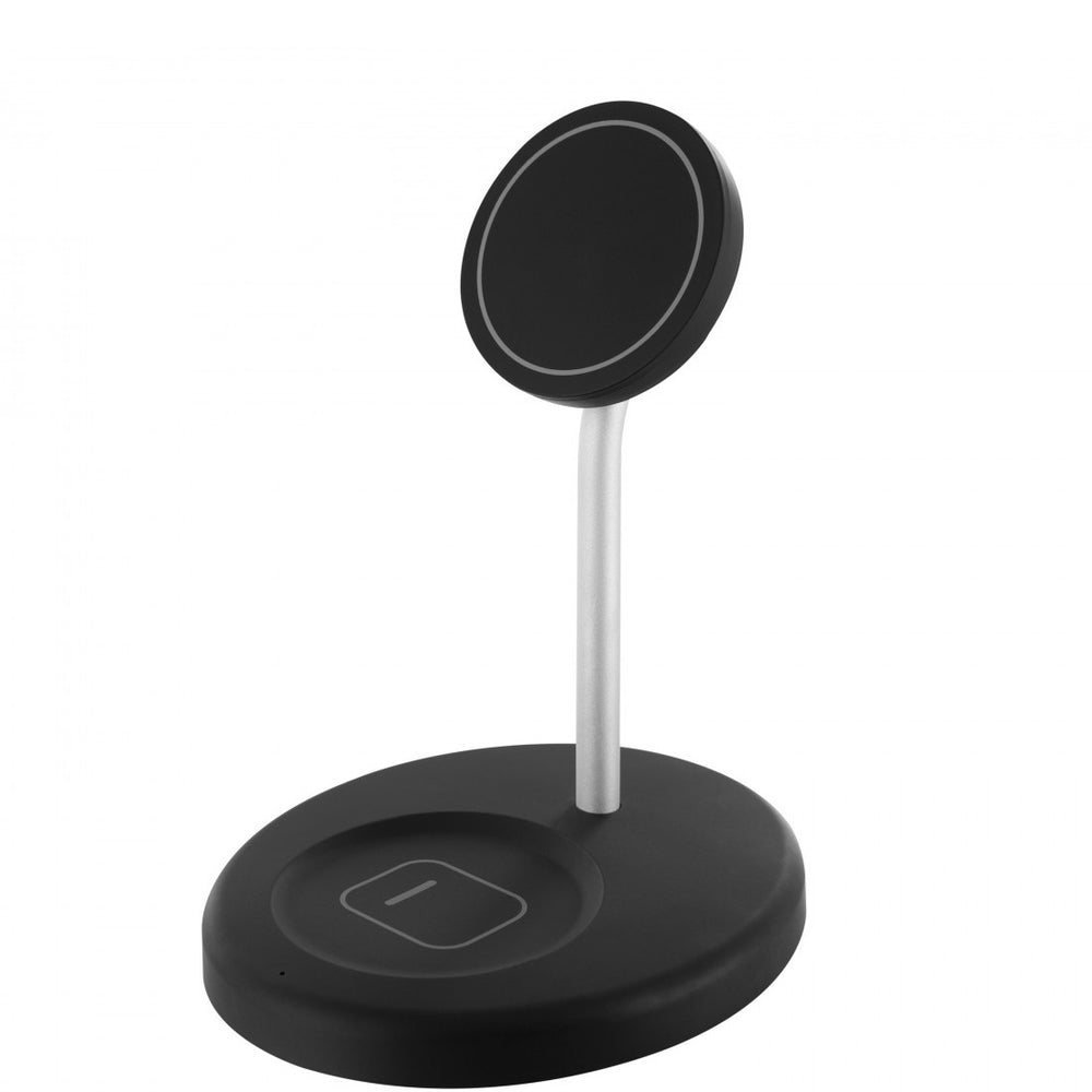 Cargador Muvit for Change 2 en 1 soporte magsafe+iWatch/Airpod negro