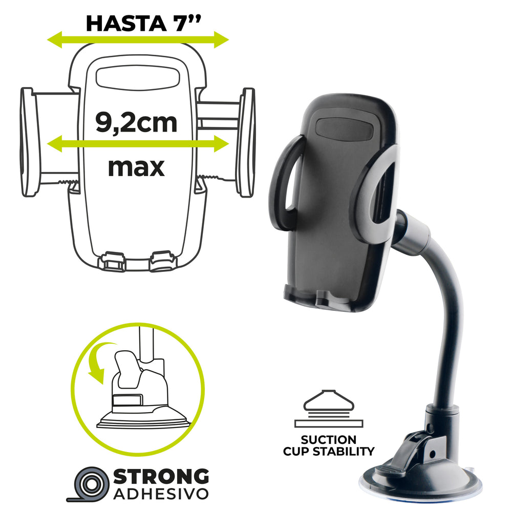 Soporte de Coche Muvit for Change universal ventosa hasta 7″negro