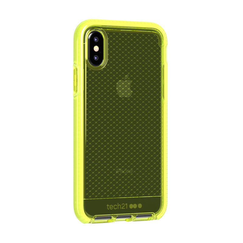 Funda de Silicona Tech21 Evo Check amarilla para Apple iPhone X / Xs