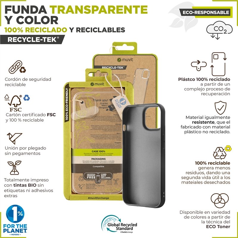 Funda Muvit Recycletek para Samsung Galaxy A55 5G transparente
