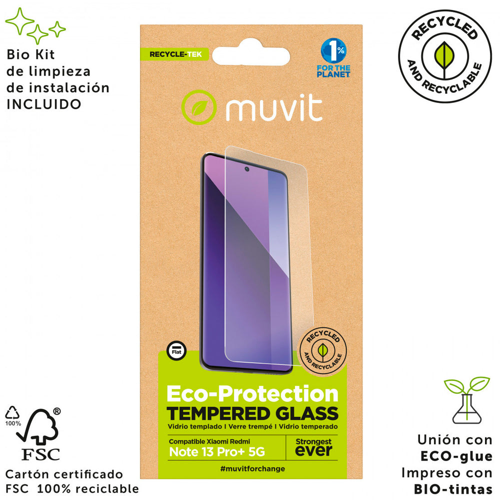 Protector pantalla Muvit for Change recycletek para Xiaomi Redmi Note 13 Pro+ 5G