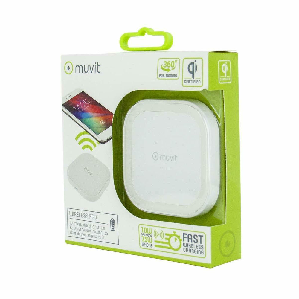 Cargador soporte sobremesa inalámbrico Muvit iO Qi 2a Blanco.