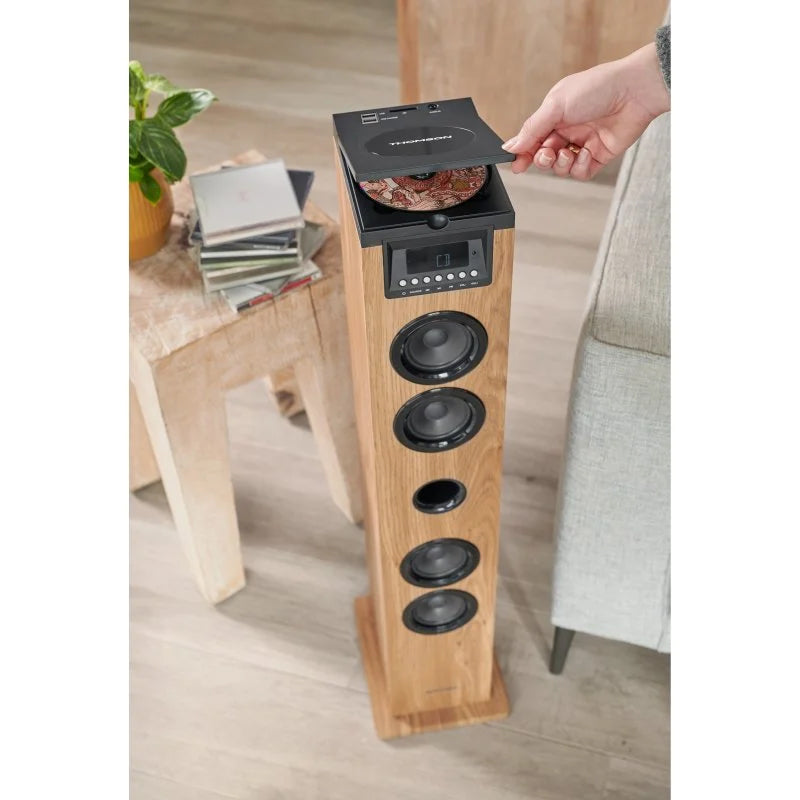 Torre de Sonido Thomson DS122CD Bluetooth con Reproductor de CD 60 W Madera