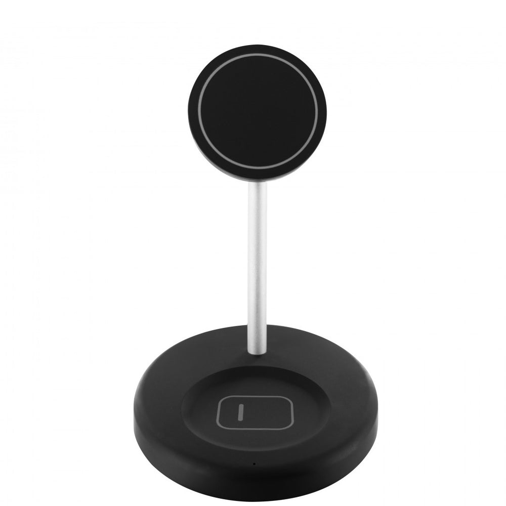 Cargador Muvit for Change 2 en 1 soporte magsafe+iWatch/Airpod negro