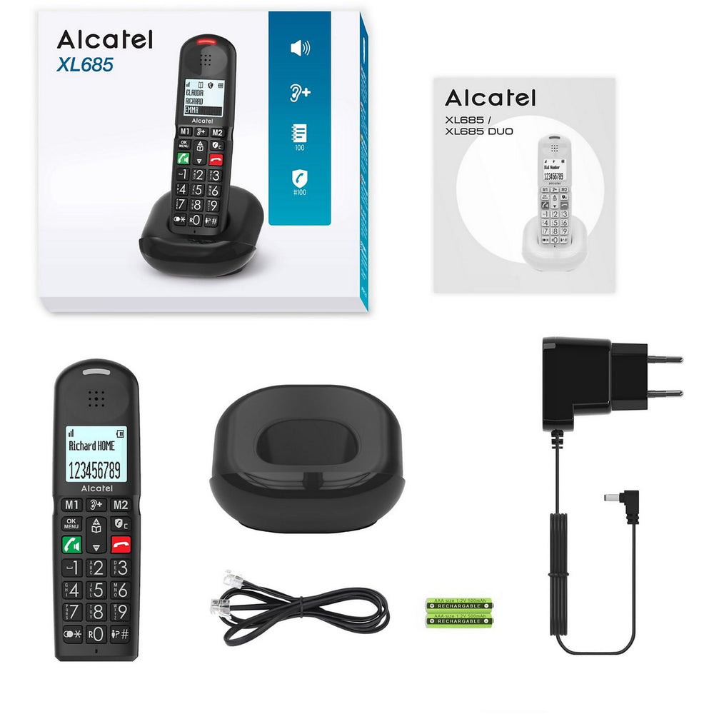 Teléfono Alcatel XL685 Análogo Teclas Grandes Compatible con Audífonos Negro