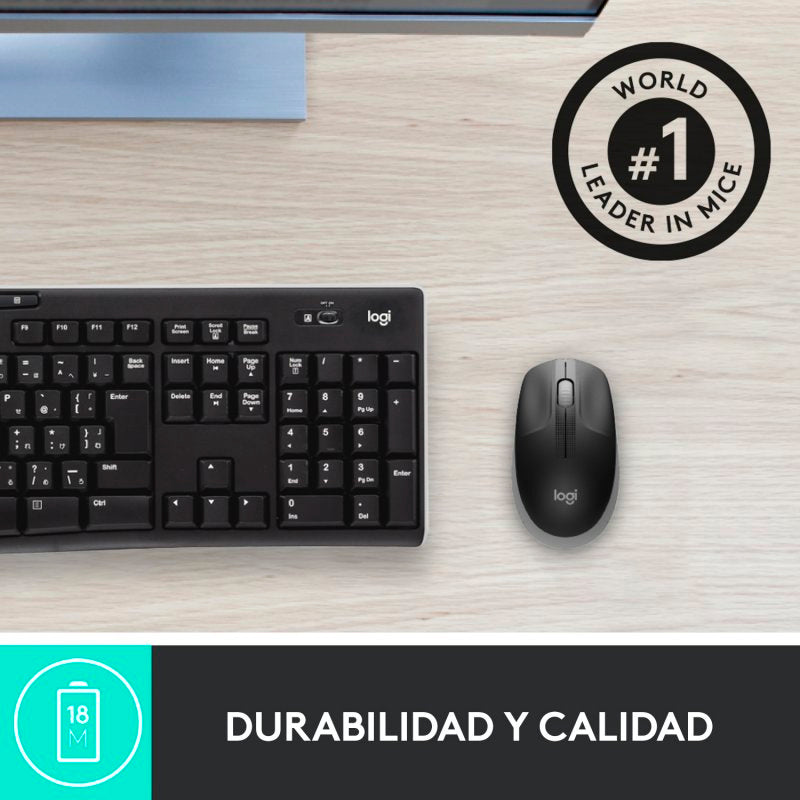 Logitech M190 Ratón Inalámbrico 1000DPI Gris