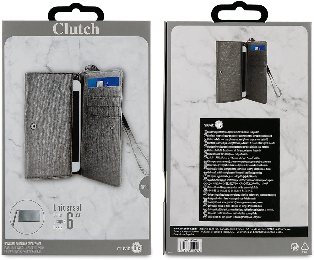 Muvit Life MLCUN0003 Funda para teléfono móvil 15,2 cm (6») Bolso Plata.