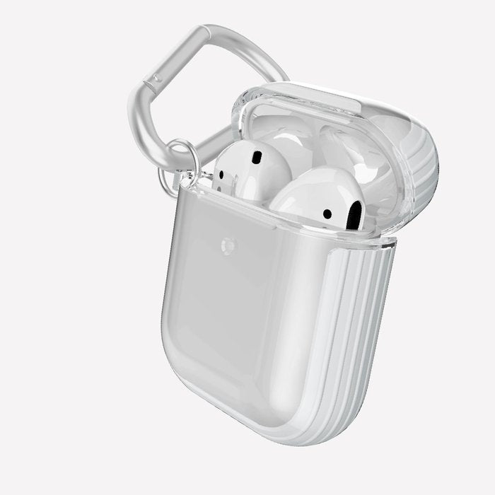 Estuche X-Doria Serie Defense Clear para Apple Air Pods 1 y 2 color blanco.