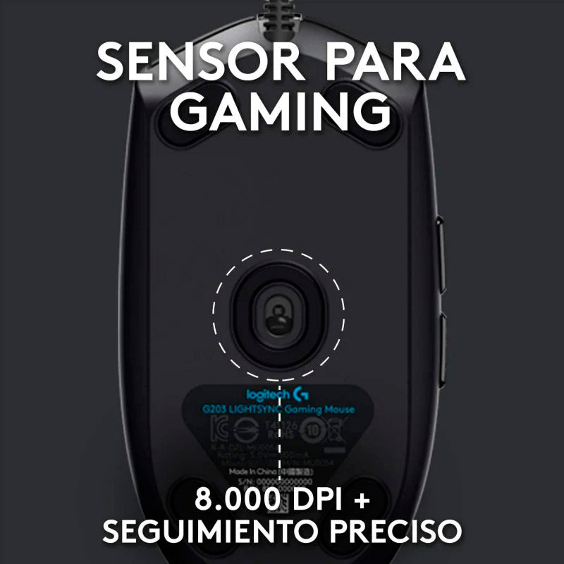 Logitech G203 Lightsync 2nd Gen Ratón Gaming 8000DPI RGB Negro Usado