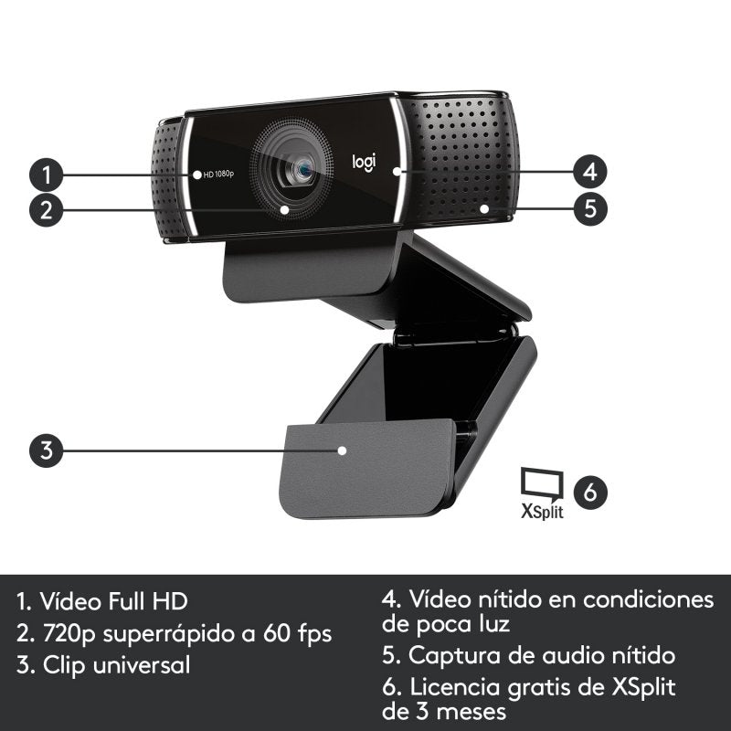 Logitech C922 Pro Stream HD 720p a 60 fps