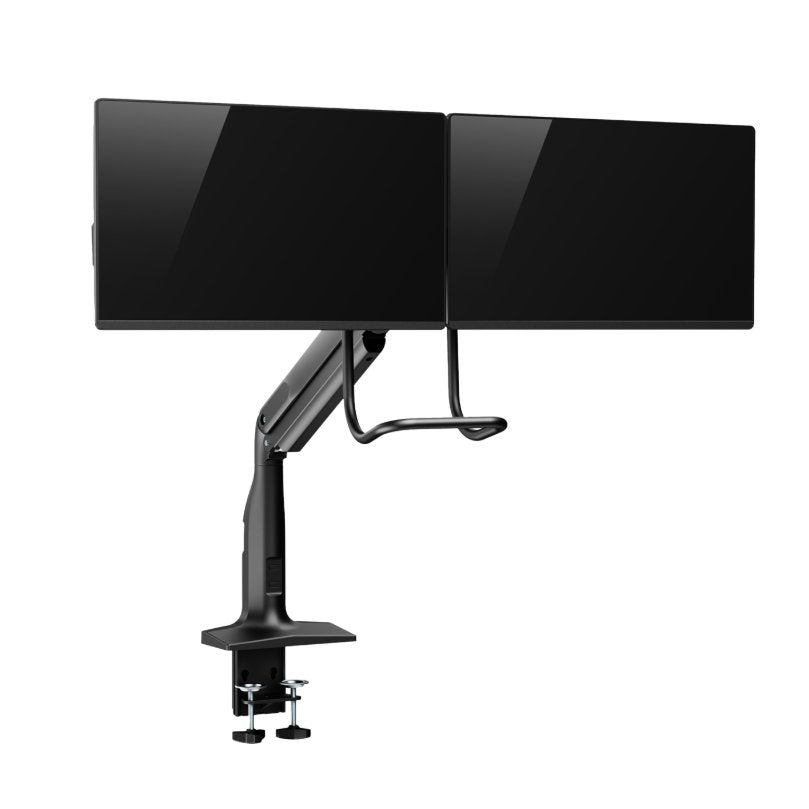 Soporte V7 con brazos con resorte de gas de alta resistencia para dos monitores