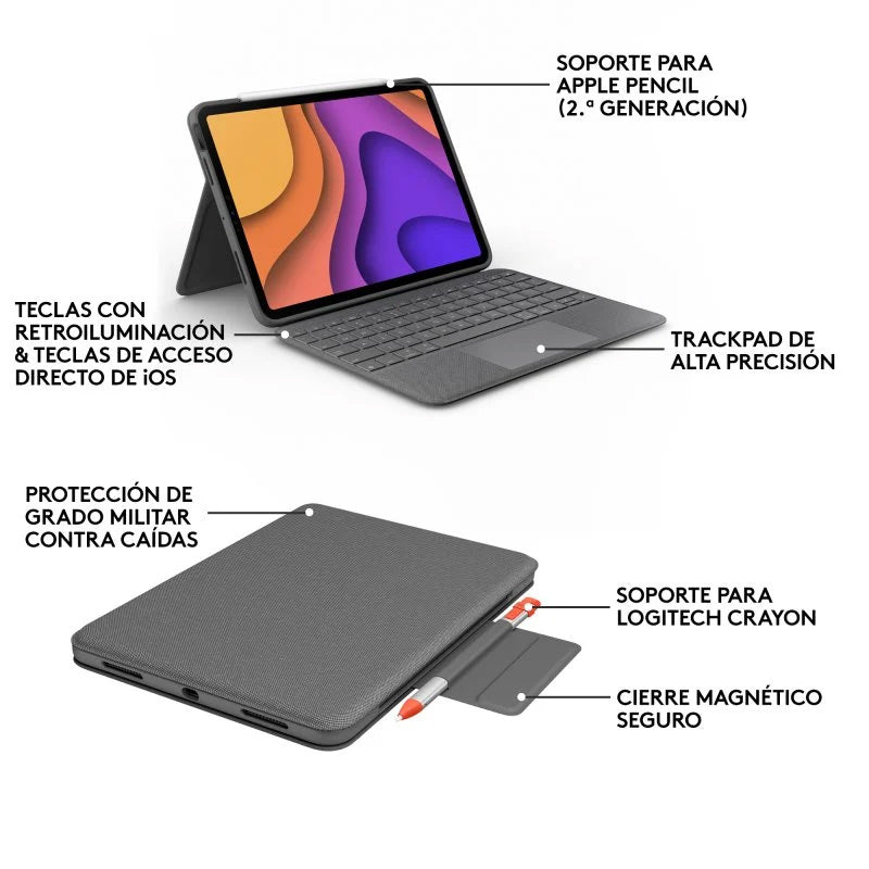 Logitech Folio Touch Funda con Teclado Oxford Grey para iPad Air 4/5 Gen. Usada