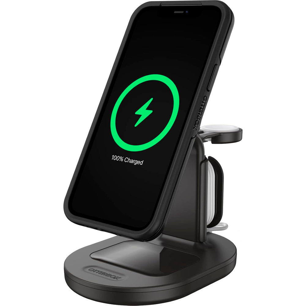 OtterBox Soporte Cargador Inalámbrico 3 en 1 Magsafe para iPhone AirPods y Apple Watch negro