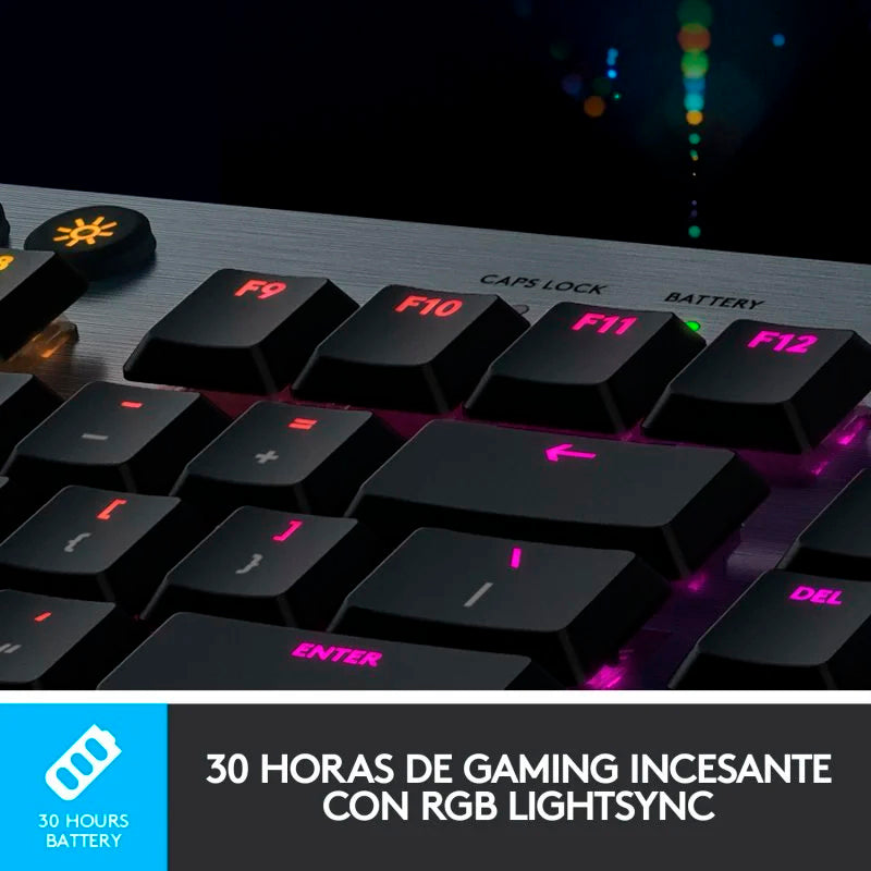 Teclado Mecánico Logitech G915 Gaming Inalámbrico RGB GL Táctil en español Usado