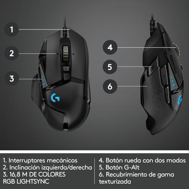 Logitech G502 Hero Ratón Gaming 25600DPI Usado