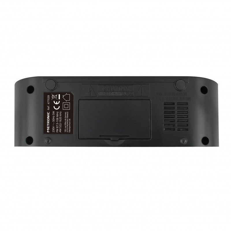 Radio reloj Metronic FM con proyección de alarma dual – Negro Usada
