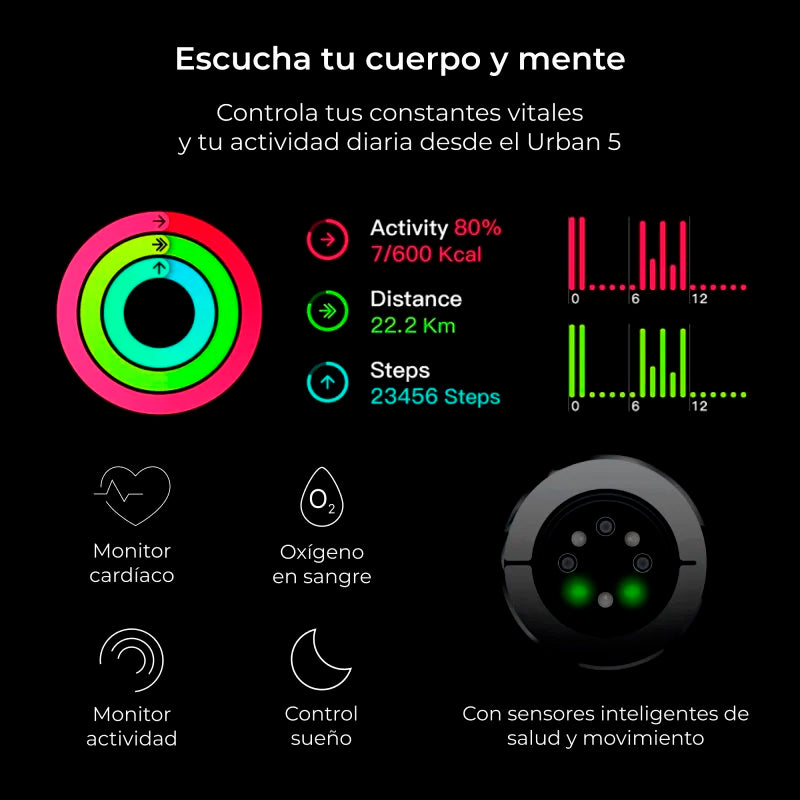 Reloj Smartwatch Ksix Urban 5 Pantalla Amoled 1.96″ Negro