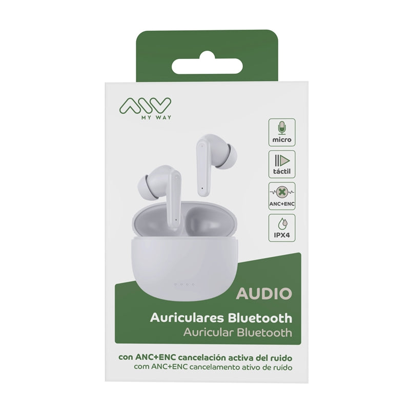 Auriculares estéreo Myway Bluetooth ANC+ENC blancos