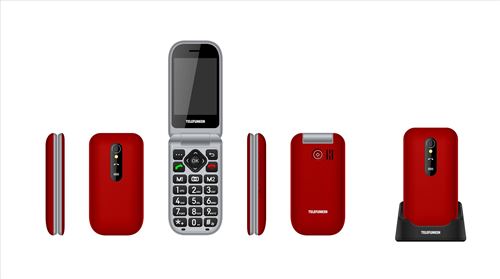 Telefunken S450 Rojo — Teléfono móvil plegable para mayores