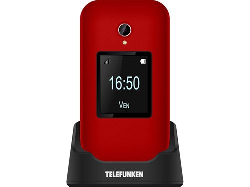 Telefunken S460 Rojo — Teléfono móvil plegable para mayores
