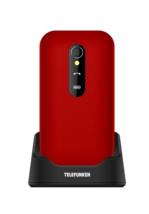 Telefunken S450 Rojo — Teléfono móvil plegable para mayores