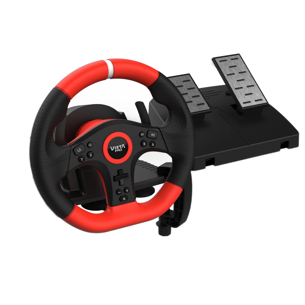 Vieta Pro Speedy Negro y Rojo — Volante de carreras con pedales para gaming