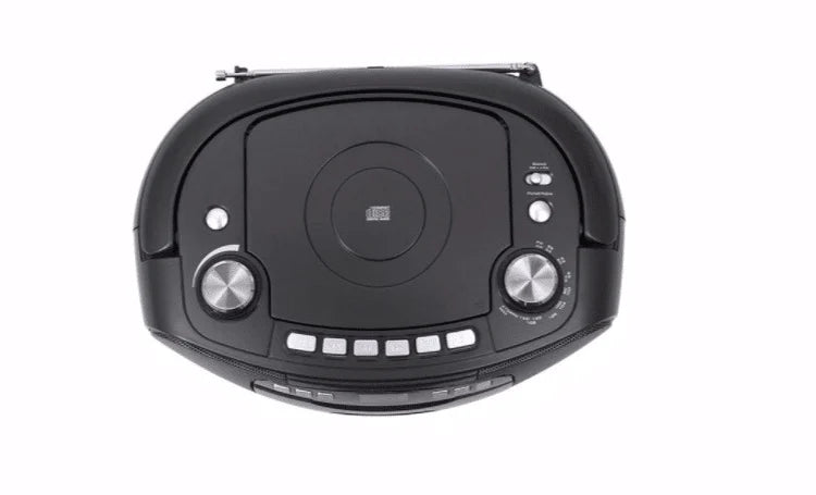 Thomson RK200CD, vista superior con antena de radio y bandeja de CD